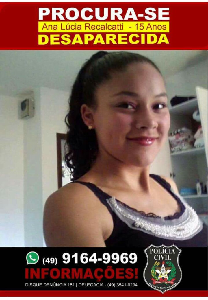 Jovem de 15 anos está desaparecida do município de Campos Novos