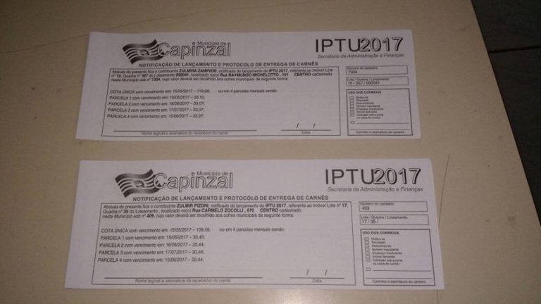 Inicia entrega dos carnês do IPTU em Capinzal; município espera arrecadar R$ 2,2 milhões
