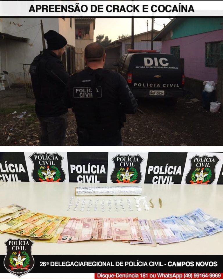 Polícia Civil apreende cocaína e crack em residência no bairro Aparecida em Campos Novos