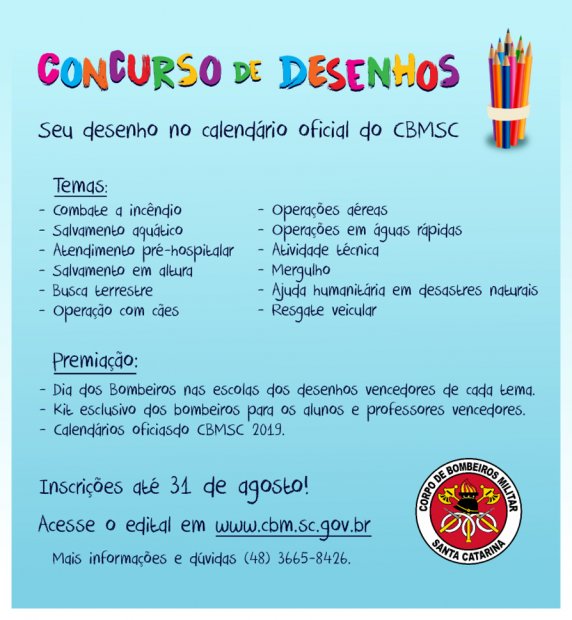 Corpo de Bombeiros lança concurso de desenhos para ilustrar o calendário de 2019