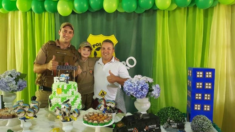 Peritiba: PM participa de festa de aniversário de menino que sonha ser policial