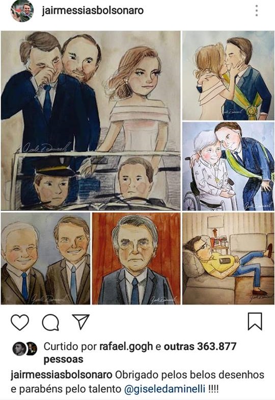 Catarinense tem desenhos compartilhados em redes sociais do presidente Bolsonaro