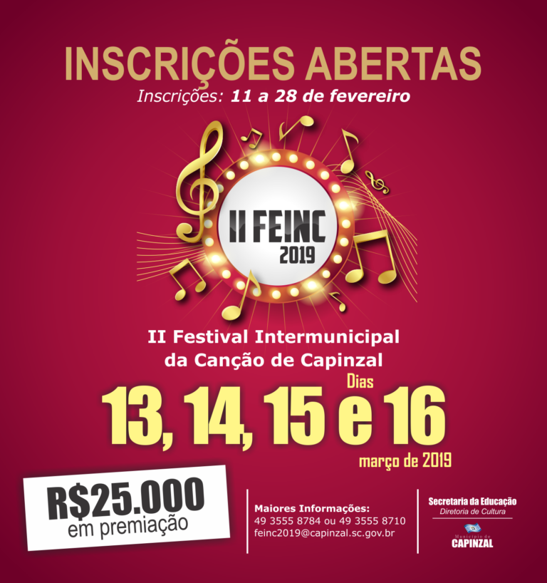 II Festival Intermunicipal da Canção de Capinzal começa nesta quarta-feira