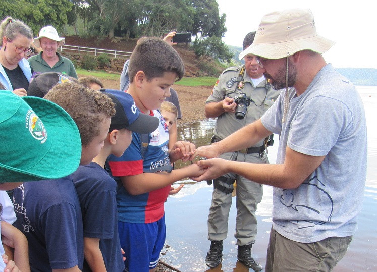 Usina Hidrelétrica Itá faz soltura de peixes no lago em Marcelino Ramos