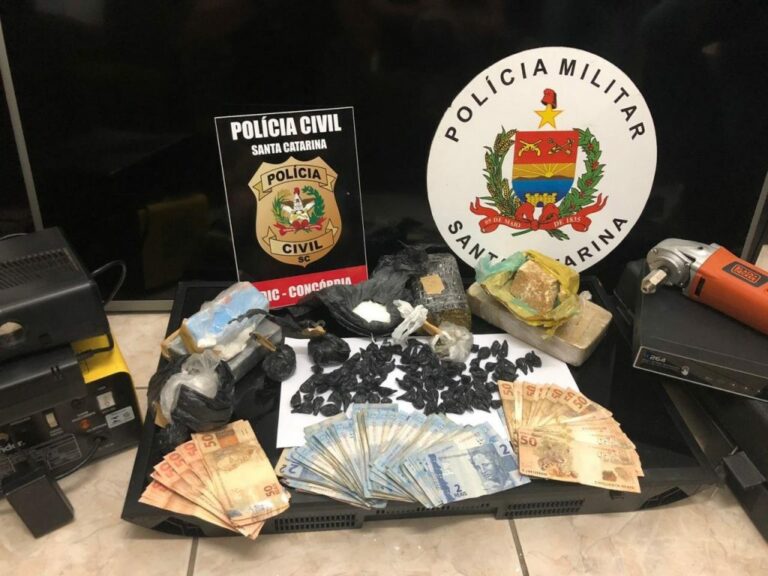 Polícias Civil e Militar prende grande quantidade de drogas em Concórdia; um foi preso