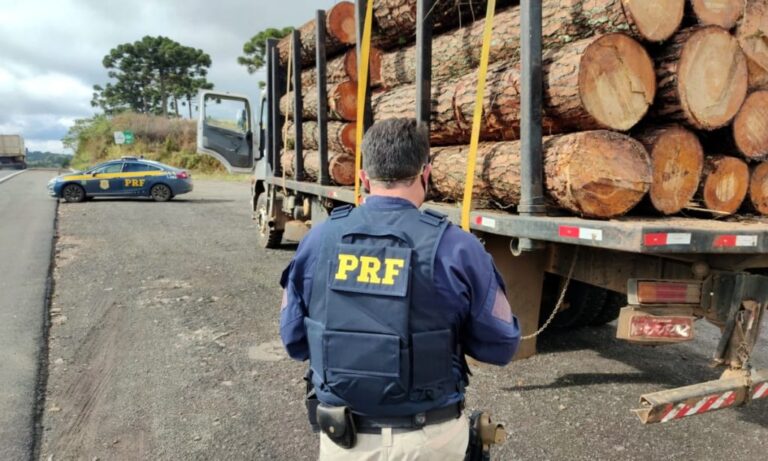 PRF flagra caminhão transportando 13 toneladas de excesso na BR-282