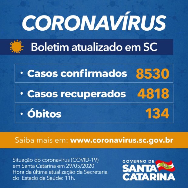 Santa Catarina tem 4.818 recuperados do coronavírus