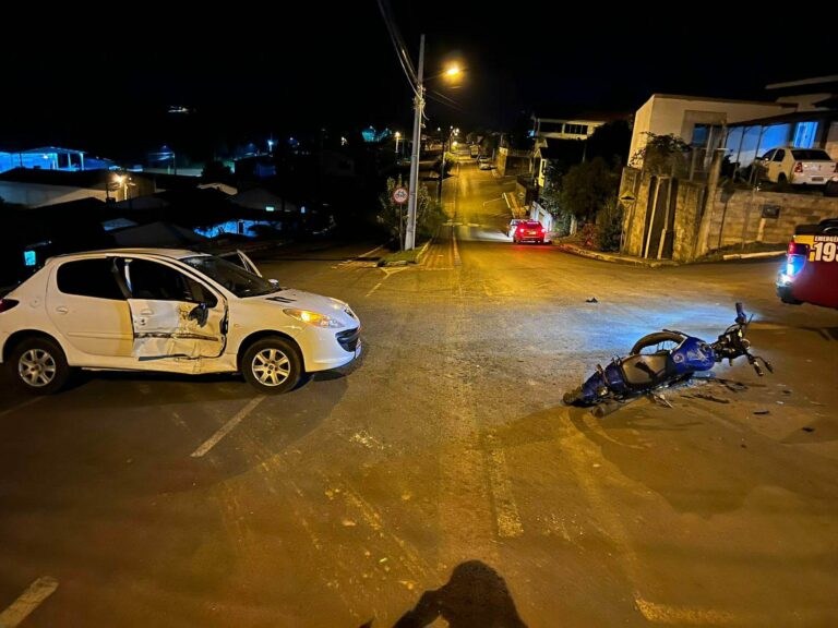 Colisão entre carro e moto deixa jovem de 19 anos com ferimentos em Catanduvas