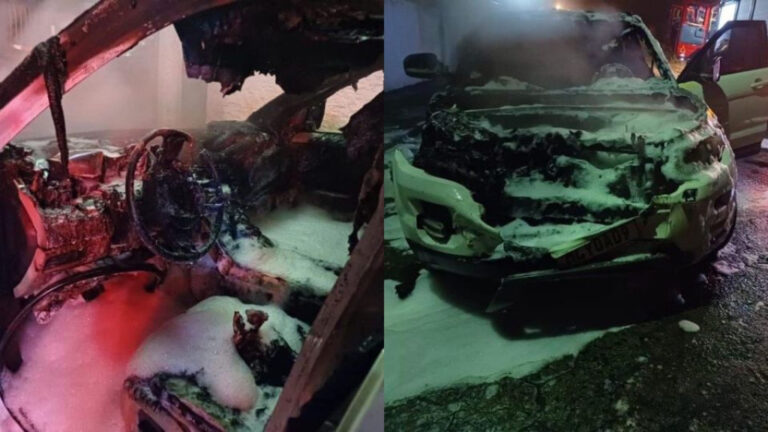 Land Rover fica totalmente destruída após incêndio em SC
